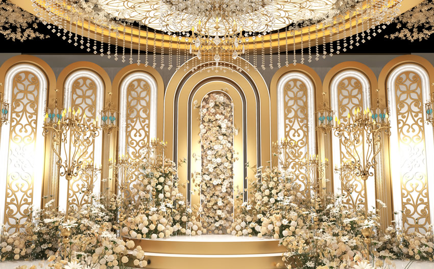 建昌香槟色调婚礼堂效果展示